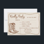 Cartão RSVP Western Cowboy Boots Barn Wedding Meal Choice<br><div class="desc">Simple rustic hand-drawn western style "nothing fancy just love" wedding design with rope frame,  cowboy boots,  and a champagne flute,  for a casual wedding or elopement celebration.</div>