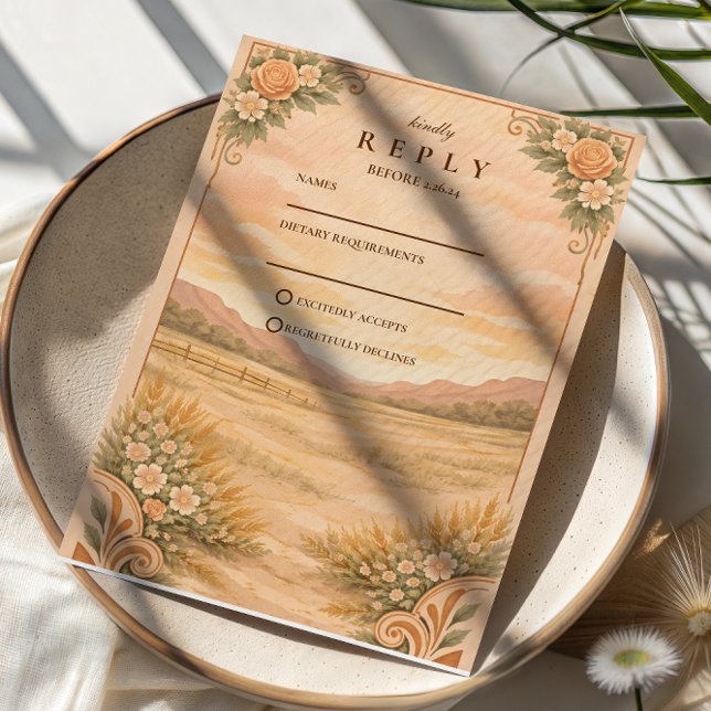 Cartão RSVP Western Desert Canyon Wedding (Criador carregado)