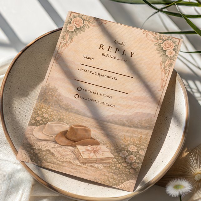 Cartão RSVP Western Meadow Keepsake Wedding (Criador carregado)
