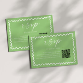 Cartão RSVP Whimsical Citrus Green QR Code Wedding