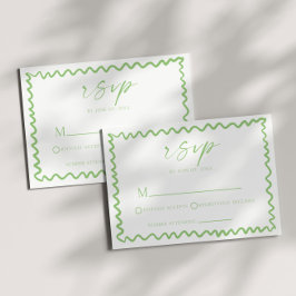 Cartão RSVP Whimsical Citrus Green Wavy Border Wedding