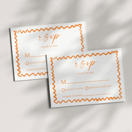 Cartão RSVP Whimsical Citrus Orange Wavy Border Wedding
