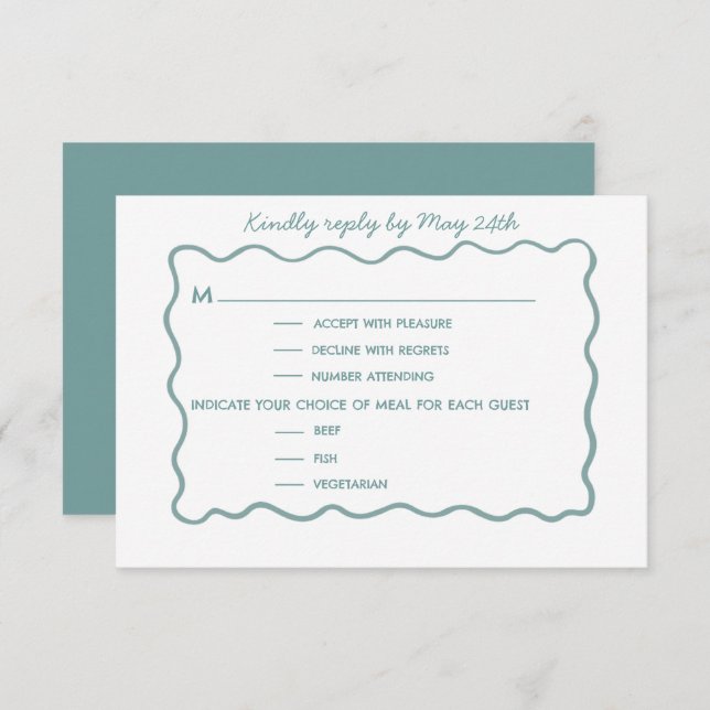 Cartão RSVP Whimsical doodle blue wedding Response Card (Frente/Verso)