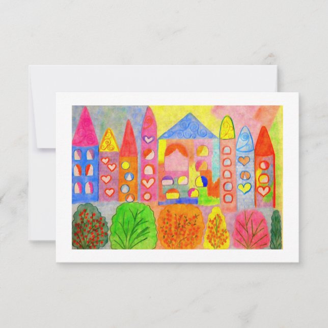 Cartão RSVP Whimsical Fairy Castle Town Holiday Response Card (Frente)