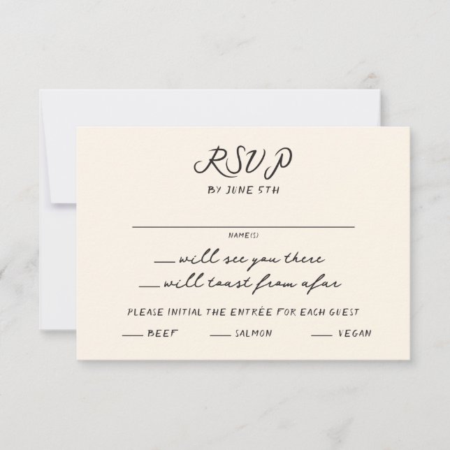 Cartão RSVP Whimsical Quirky Handwrite Wedding (Frente)