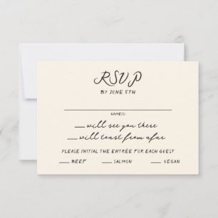 Cartão RSVP Whimsical Quirky Handwrite Wedding