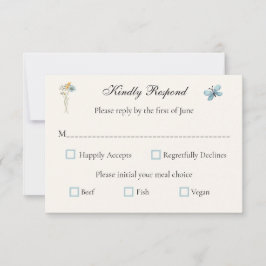 Cartão RSVP Whimsical Wildflowers Meadow Wedding 