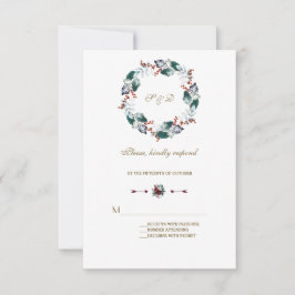 Cartão RSVP Whimsical Winter Santa Berries Wreath