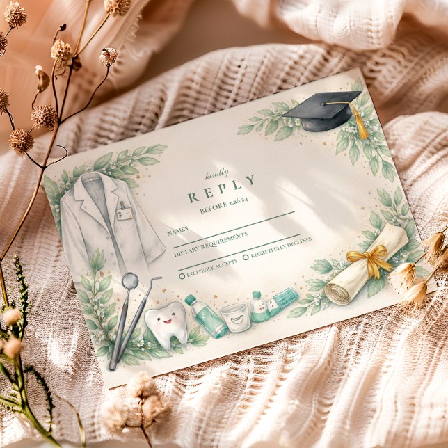 Cartão RSVP White Coat Dentist Graduation Celebration (Criador carregado)