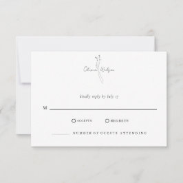 Cartão RSVP White Elegant Minimalist Botanical Wedding