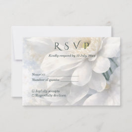 Cartão RSVP White Ivory Quiet Luxury Romantic Elegant Wedding