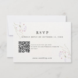 Cartão RSVP White Minimalist watercolor flowers wedding