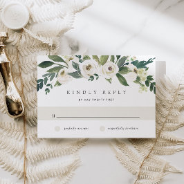 Cartão RSVP White Peony | Watercolor Floral Wedding