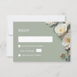 Cartão RSVP White Roses 3D Flowers