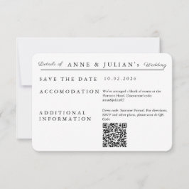 Cartão RSVP White Simple Wedding Invitation Details Card