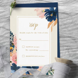 Cartão RSVP Wild Elegance | Marinho Blush & Dourado Cabine RSV