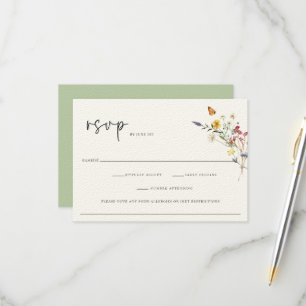Cartão RSVP Wild Meadow Floral Wedding