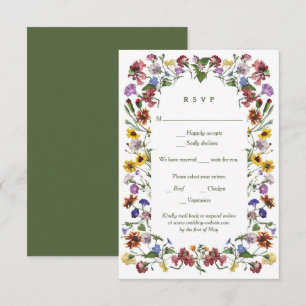 Cartão RSVP Wildflower Frame Rustic Boho Wedding