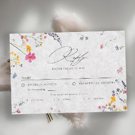 Cartão RSVP Wildflower Ivory Watercolor Elegant Wedding Meal