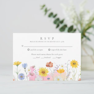 Cartão RSVP Wildflower Meadow Primavera Summer Wedding