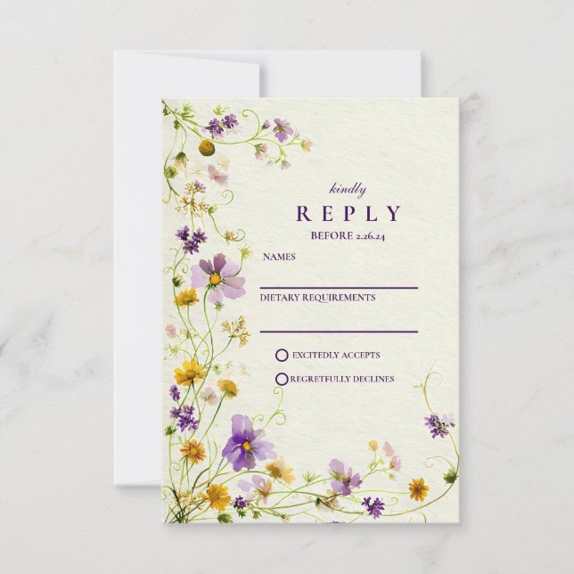 Cartão RSVP Wildflower Meadow Wedding (Frente)