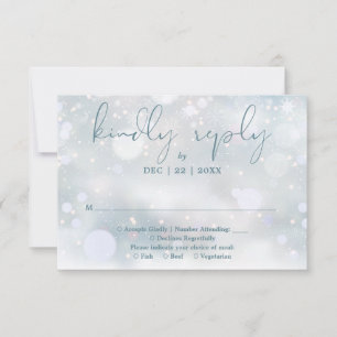 Cartão RSVP Winter Wonderland Elegant Script Snow Weding