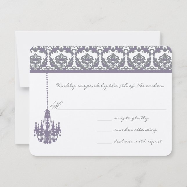 Cartão RSVP Wisteria Purple Vintage Chandelier Cards (Verso)