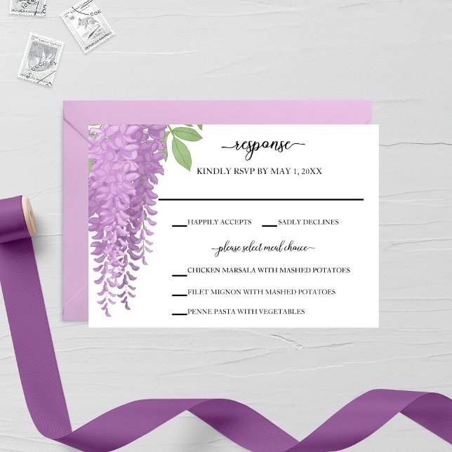 Cartão RSVP Wisteria Wonder Wedding (Criador carregado)