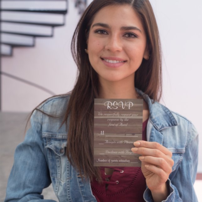 Cartão RSVP Wooden Rustic Country (Criador carregado)