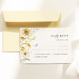 Cartão RSVP Yellow Wildflower Sunflower Wedding