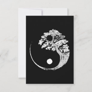Cartão RSVP Yin Yang Bonsai Tree Japonês Budista Zen