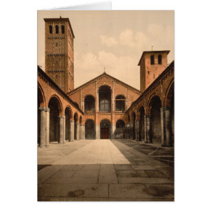 Cartão Rua Ambrosius Church, Milão, Lombardia, Itália