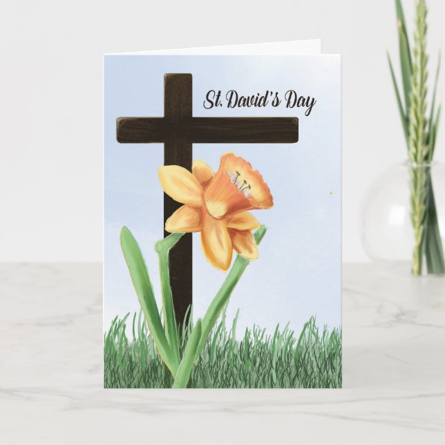 Cartão Rua Davids Day Daffodil Over Cross (Frente)