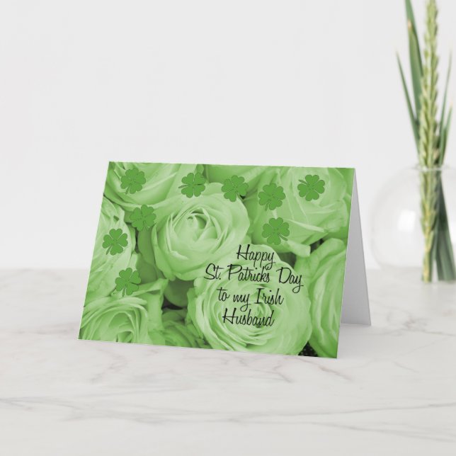 Cartão Rua de marido, rosas irlandeses de Patrick (Frente)