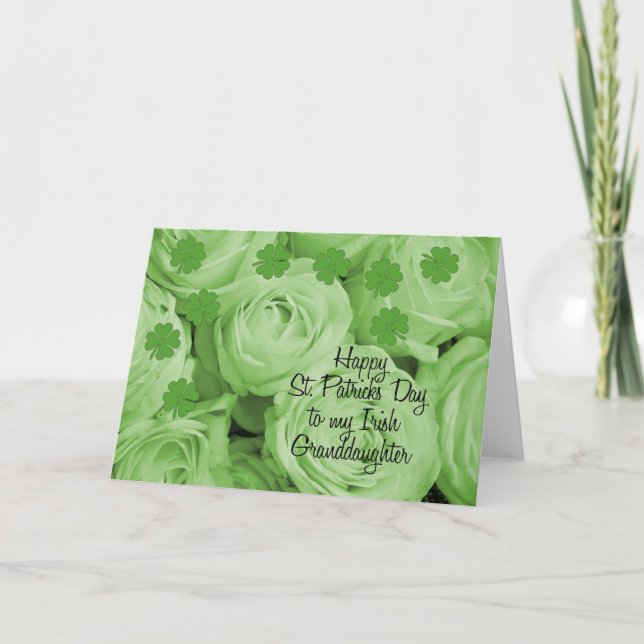 Cartão rua de neta, rosas irlandeses de Patrick (Frente)