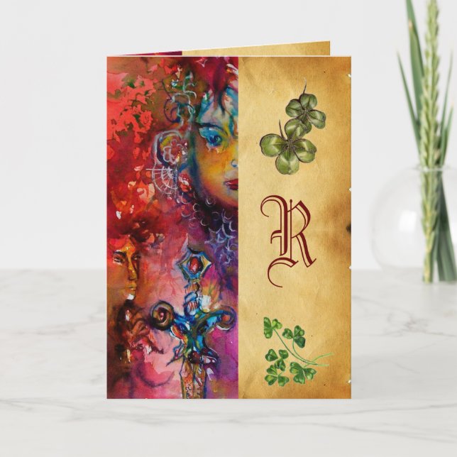 Cartão RUA de Pergaminho do Monograma do EXCALIBUR.Dia de (Frente)