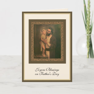 Cartão Rua dia de os pais, José com Jesus Criança