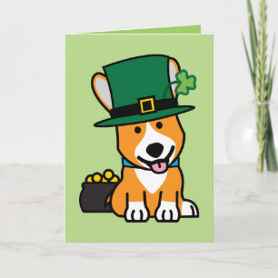 Cartão Rua, dia de Patrick Corgi Leprechaun Dog Puppy Dog