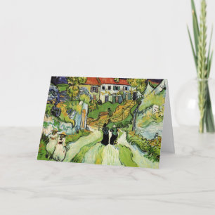 Cartão Rua e Escadas da Vila Auvers, Figuras