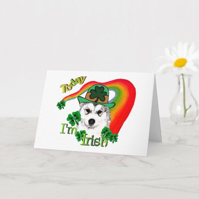 Cartão Rua Malamute do Alasca. Dia de Patrick (Planta pequena)