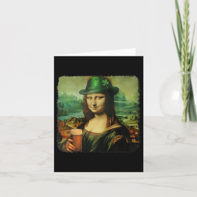 Cartão Rua Mona Lisa Engraçada. Dia dos Patricks Shamrock (Frente)