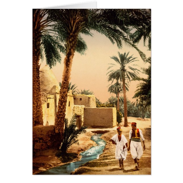 Cartão Rua na antiga cidade, Biskra, Argélia (Frente)