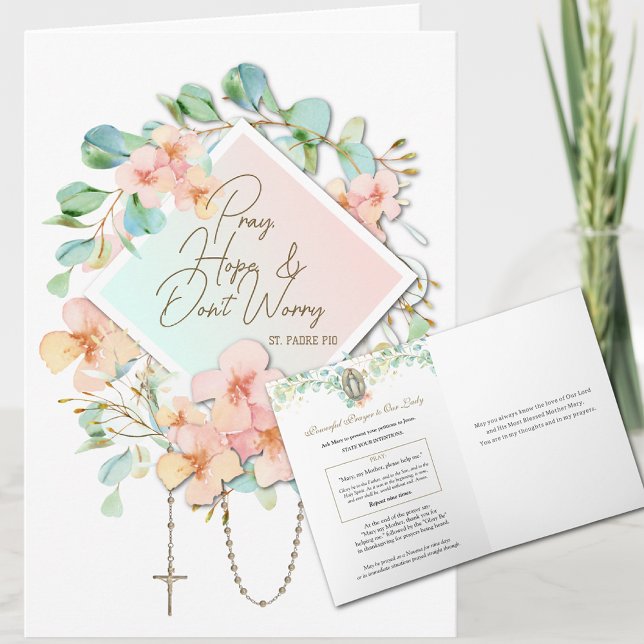 Cartão Rua. Oração Pio Padre à Virgem Maria Floral (Criador carregado)