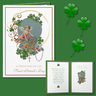 Cartão Rua Patrick Shamrock Angel Rosary Prayer