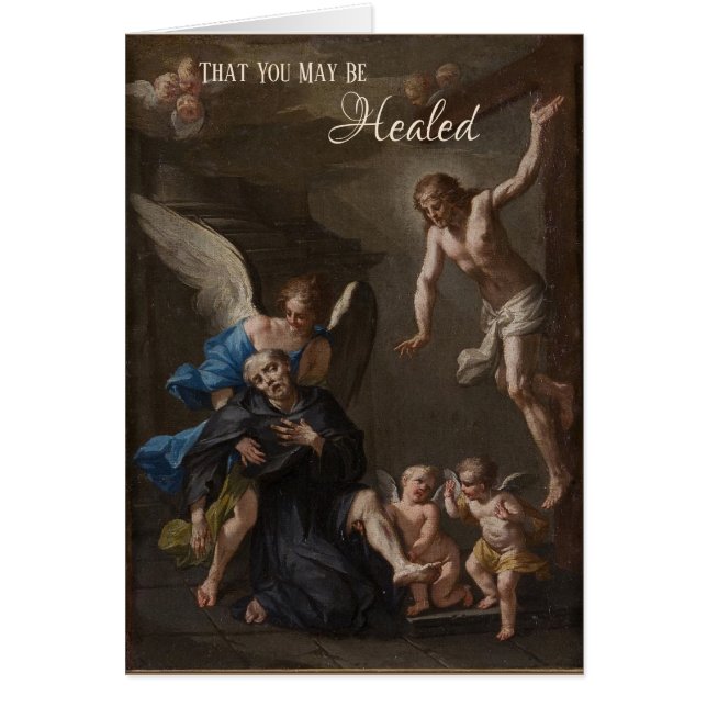 Cartão Rua. Peregrine Patron Santo do Cancer Religioso (Frente)