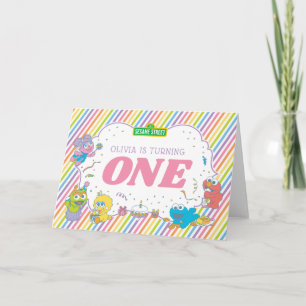 Cartão Rua Sésamo Primeiro Aniversário sem Fio