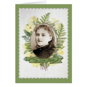Cartão Rua Vintage. Therese Young Girl com quadro floral