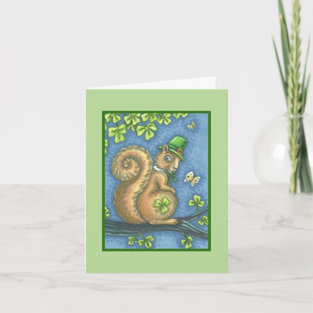 Cartão RUAS. PATRICKS DAY IRISH SQUIRREL GREETING CARD Ve (Frente)