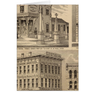 Cartão Ruas. Paul, Minneapolis, mapa litográfico de Minne