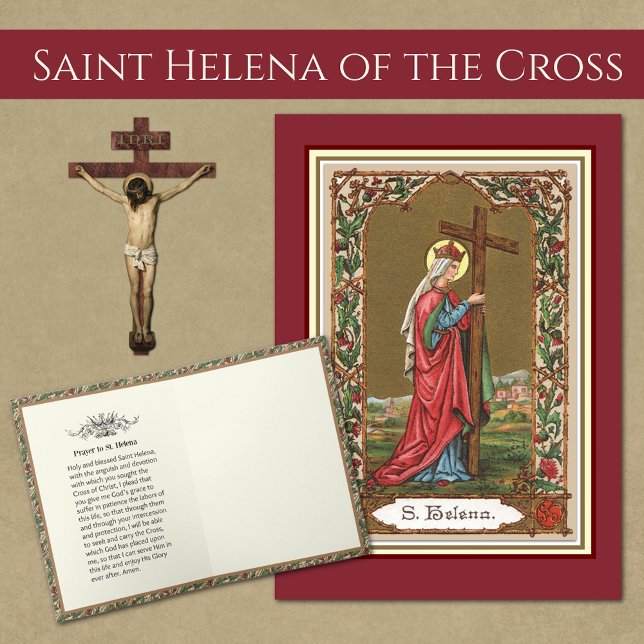 Cartão Ruas Religiosas Helen Helena Prayer Vintage (St. Helena of the Cross Religious Prayer Greeting Card)